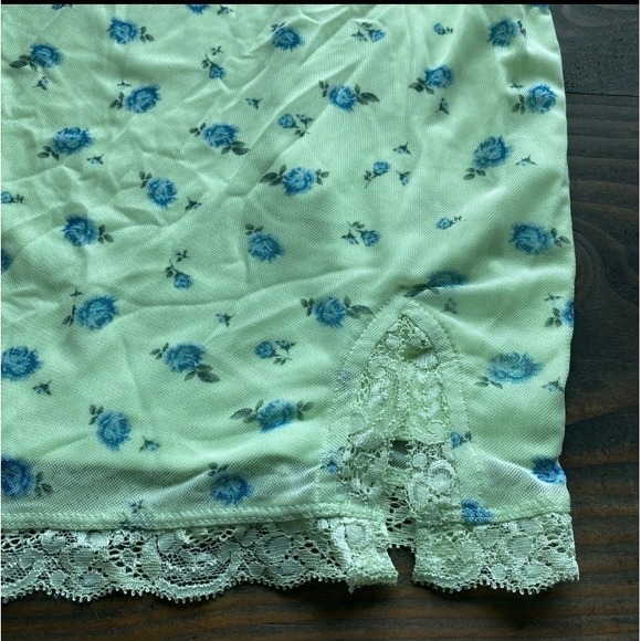 Wild Fable Slip Dress XS Light Green Blue Floral Y2K Fairy Strappy Lace Mini - Picture 4 of 9